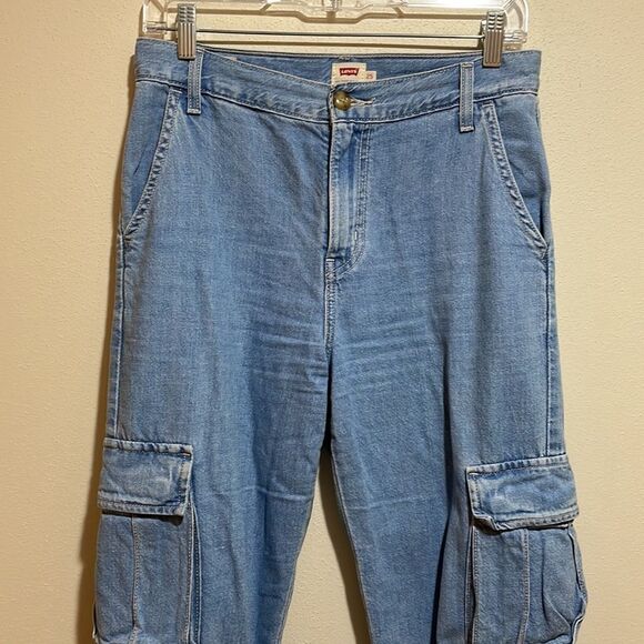 Levi's Premium Loose Cargo Denim Jeans Cotton Hemp Blend Utility Size 25 - Picture 8 of 16